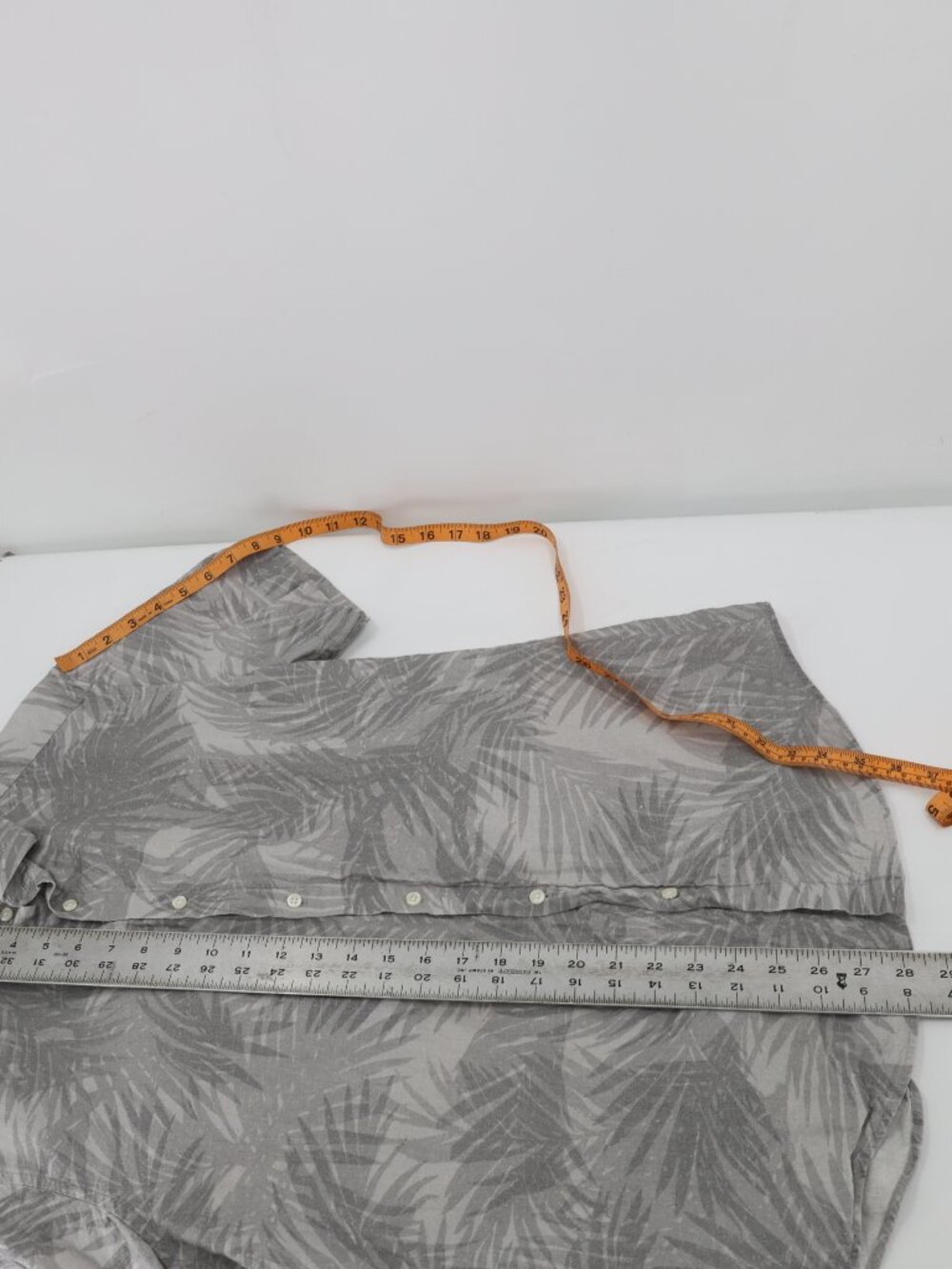 Reiss Shirt men large slim fit cotton linen Floral Button Up short sleeve casual - Picture 10 of 11